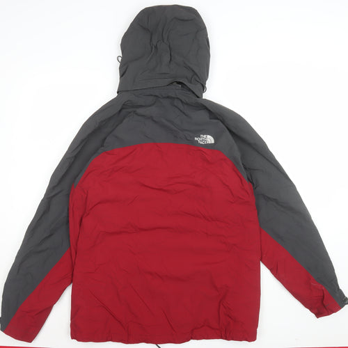 The North Face Men's Red Grey Waterproof Hooded Parka Jacket M