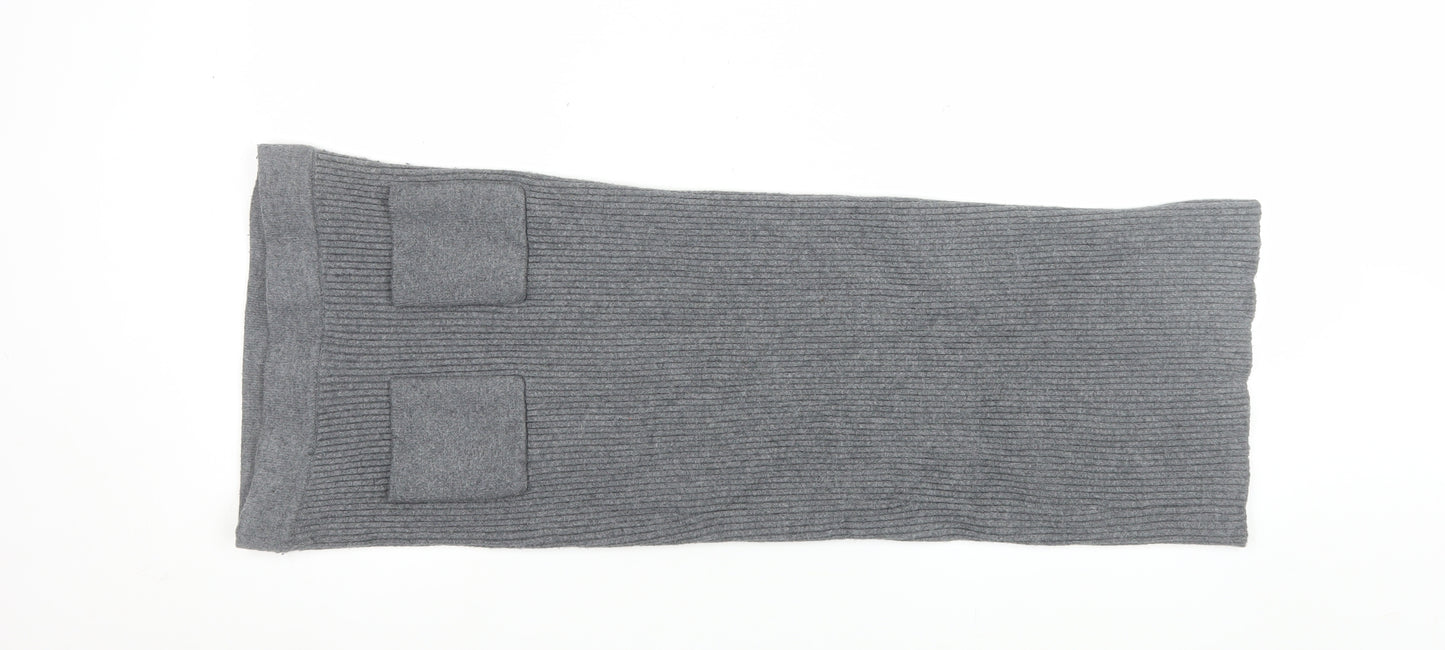 Zara Women Grey Knit Pencil Skirt Size 12 Stretch Workwear