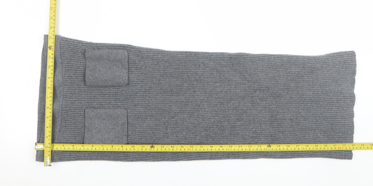 Zara Women Grey Knit Pencil Skirt Size 12 Stretch Workwear
