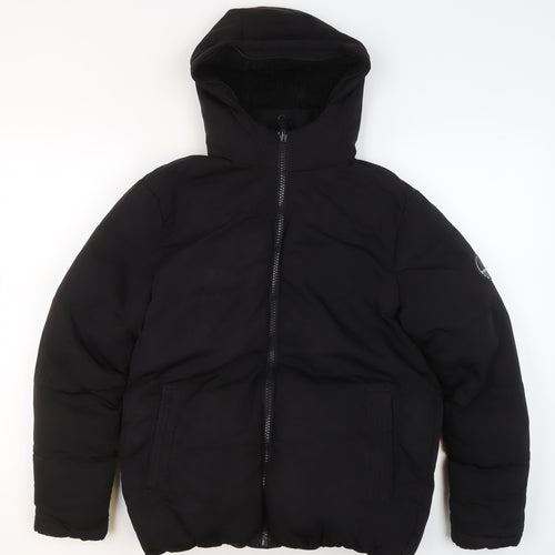 SoulCal&Co Boys Black XS Puffer Jacket Hooded Winter Coat