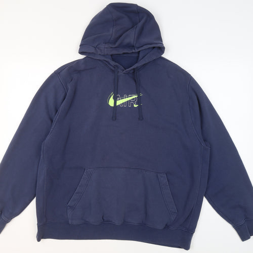 Nike Mens Blue Pullover Hoodie Graphic Logo Sportswear