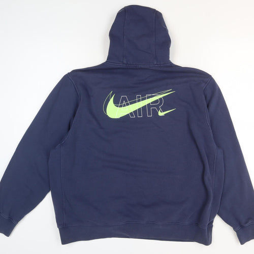 Nike Mens Blue Pullover Hoodie Graphic Logo Sportswear