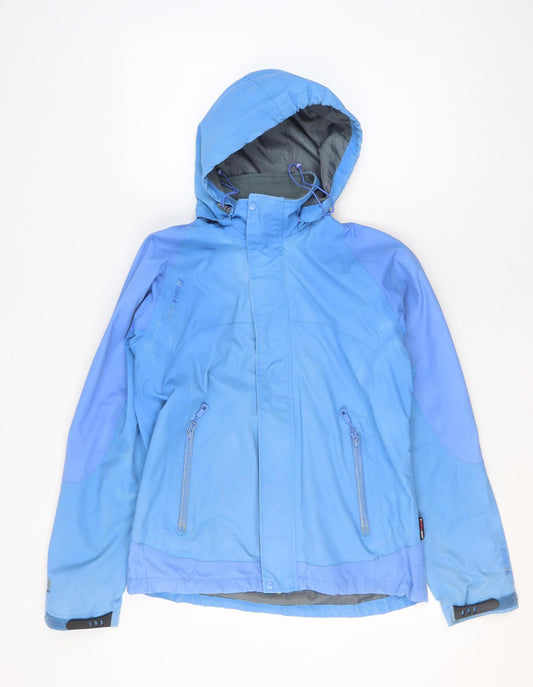 Koko Pink Women’s Blue Hooded Waterproof Windproof Parka Jacket Size 12