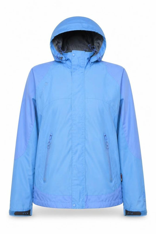 Front view of Koko Pink Women’s Blue Hooded Waterproof Windproof Parka Jacket, size UK 12