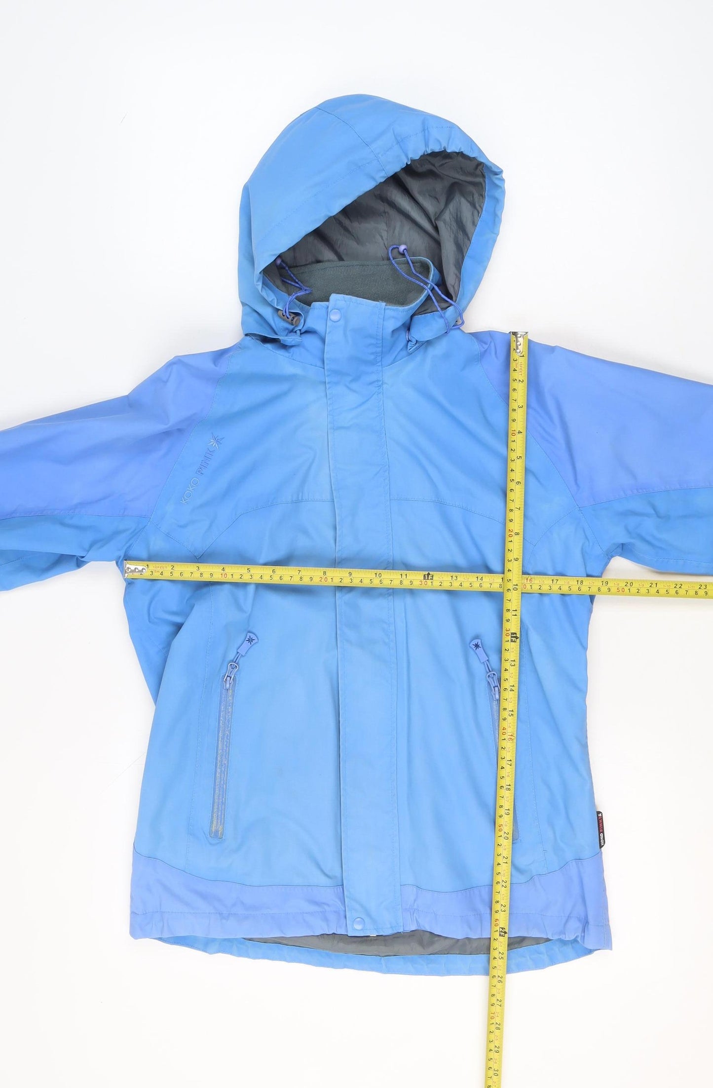 Koko Pink Women’s Blue Hooded Waterproof Windproof Parka Jacket Size 12