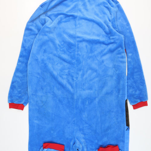Marvel Captain America Men's Blue Fleece Hooded Onesie XXL