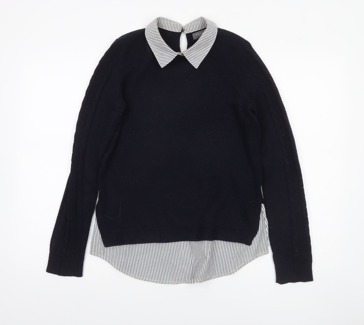 Papaya Women’s Black Collared Knit Jumper Size 10 Long Sleeve Workwear