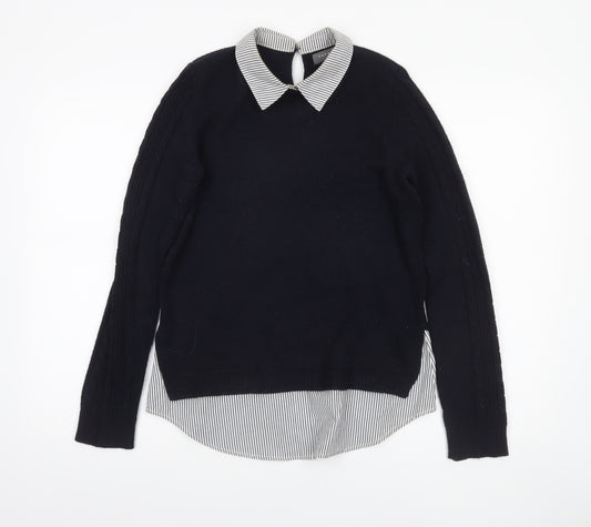 Papaya Women’s Black Collared Knit Jumper Size 10 Long Sleeve Workwear