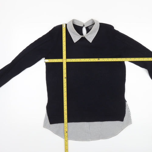 Papaya Women’s Black Collared Knit Jumper Size 10 Long Sleeve Workwear