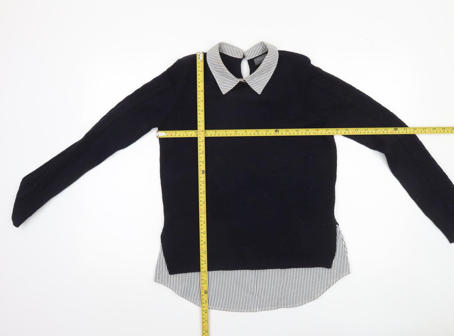 Papaya Women’s Black Collared Knit Jumper Size 10 Long Sleeve Workwear