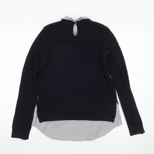 Papaya Women’s Black Collared Knit Jumper Size 10 Long Sleeve Workwear