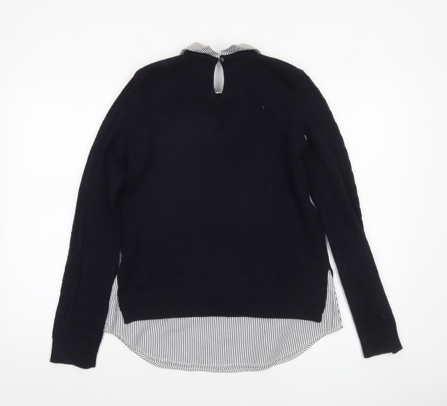 Papaya Women’s Black Collared Knit Jumper Size 10 Long Sleeve Workwear