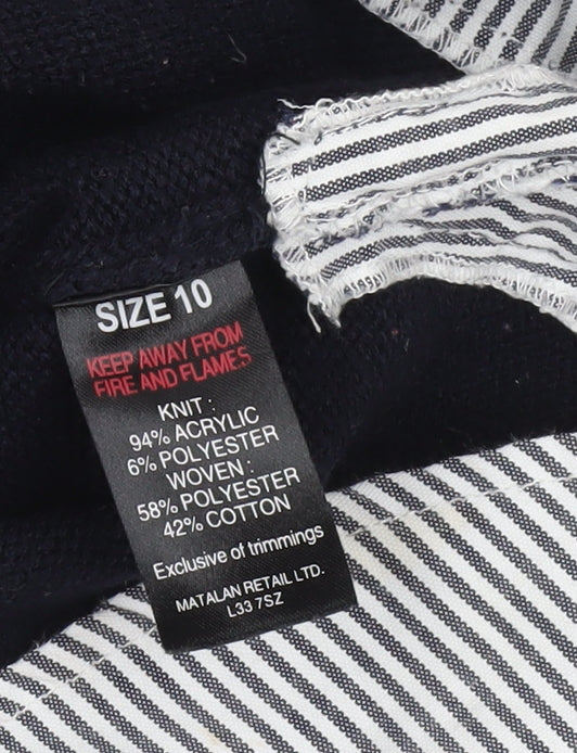 Papaya Women’s Black Collared Knit Jumper Size 10 Long Sleeve Workwear