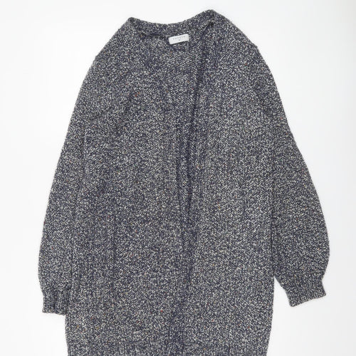 Papaya Women’s Grey Chunky-Knit Open Cardigan Medium Relaxed Fit