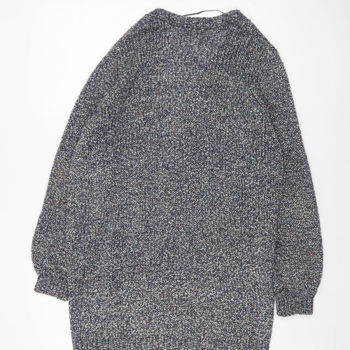Papaya Women’s Grey Chunky-Knit Open Cardigan Medium Relaxed Fit