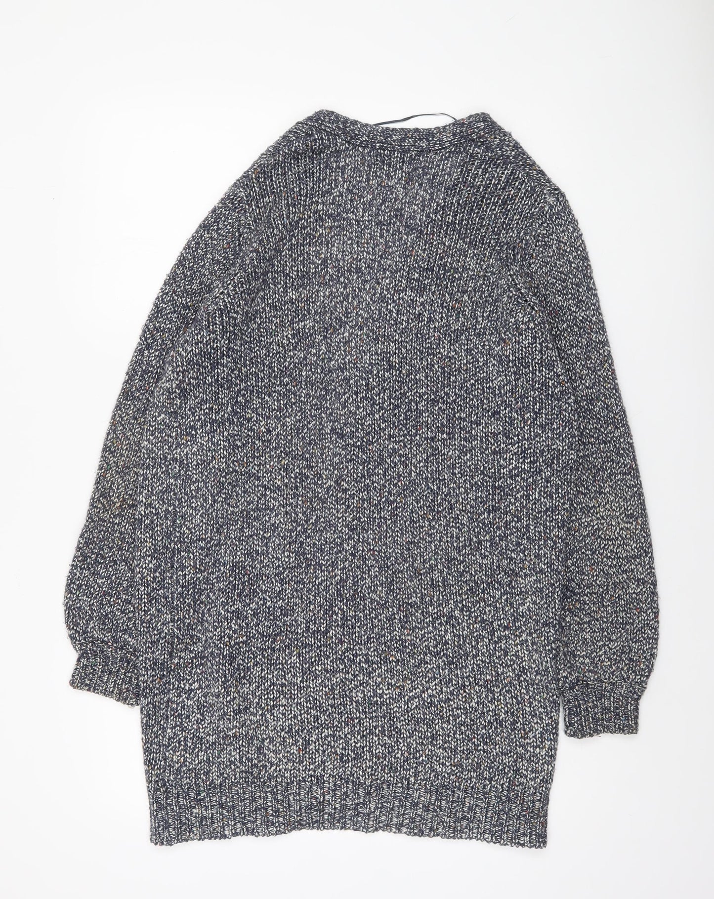 Papaya Women’s Grey Chunky-Knit Open Cardigan Medium Relaxed Fit