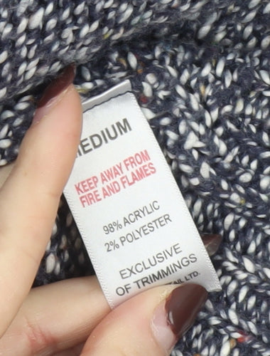 Papaya Women’s Grey Chunky-Knit Open Cardigan Medium Relaxed Fit