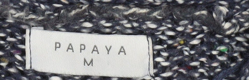 Papaya Women’s Grey Chunky-Knit Open Cardigan Medium Relaxed Fit