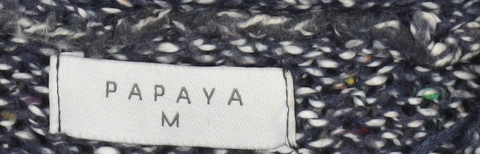 Papaya Women’s Grey Chunky-Knit Open Cardigan Medium Relaxed Fit