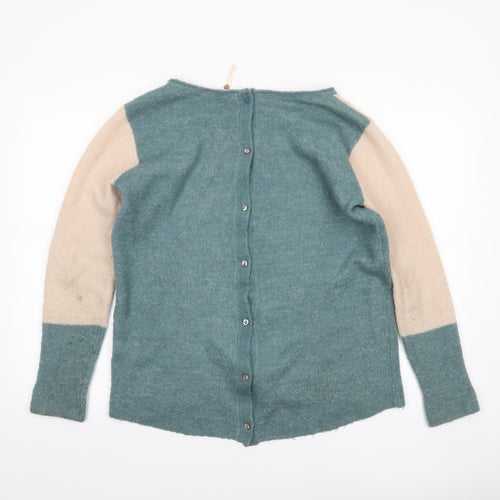 White Stuff Women’s Green Beige Mohair Blend Button Cardigan Size 10