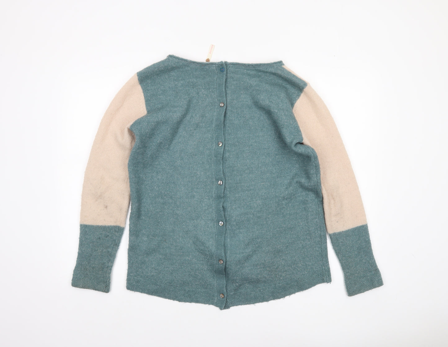 White Stuff Women’s Green Beige Mohair Blend Button Cardigan Size 10