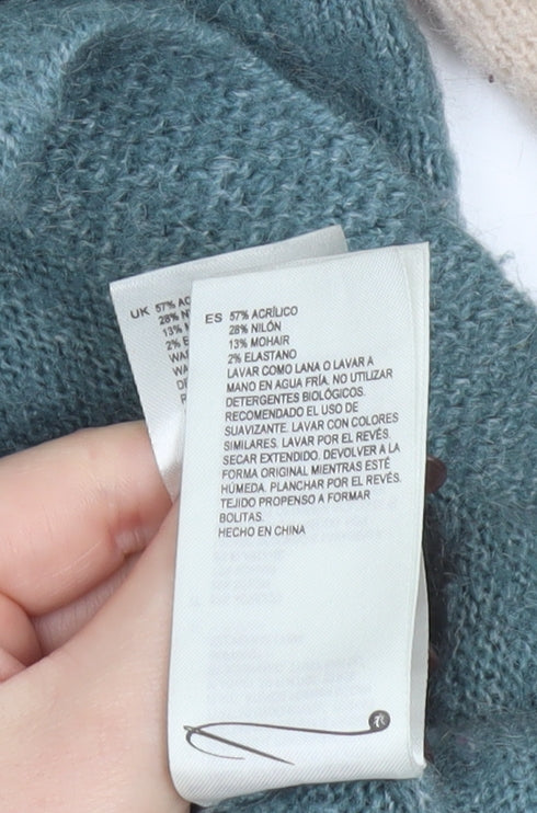 White Stuff Women’s Green Beige Mohair Blend Button Cardigan Size 10