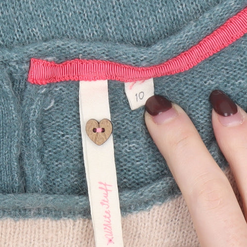 White Stuff Women’s Green Beige Mohair Blend Button Cardigan Size 10
