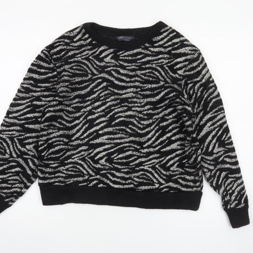 Marks and Spencer Women's Black Zebra Knit Jumper Size S