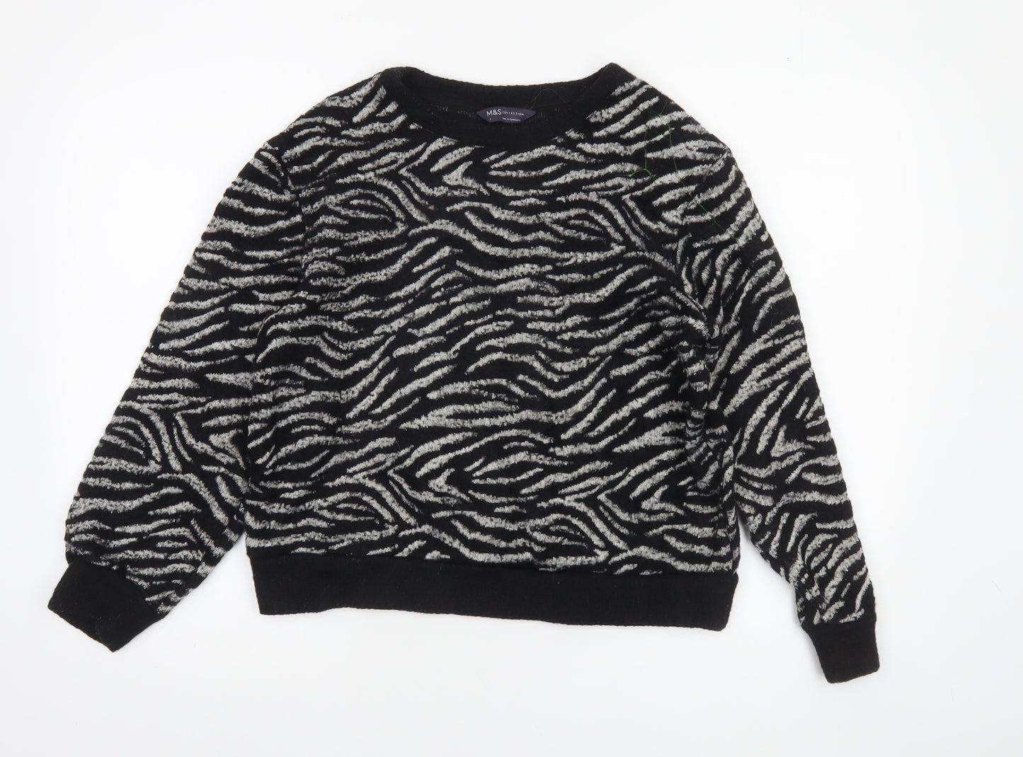 Marks and Spencer Women's Black Zebra Knit Jumper Size S