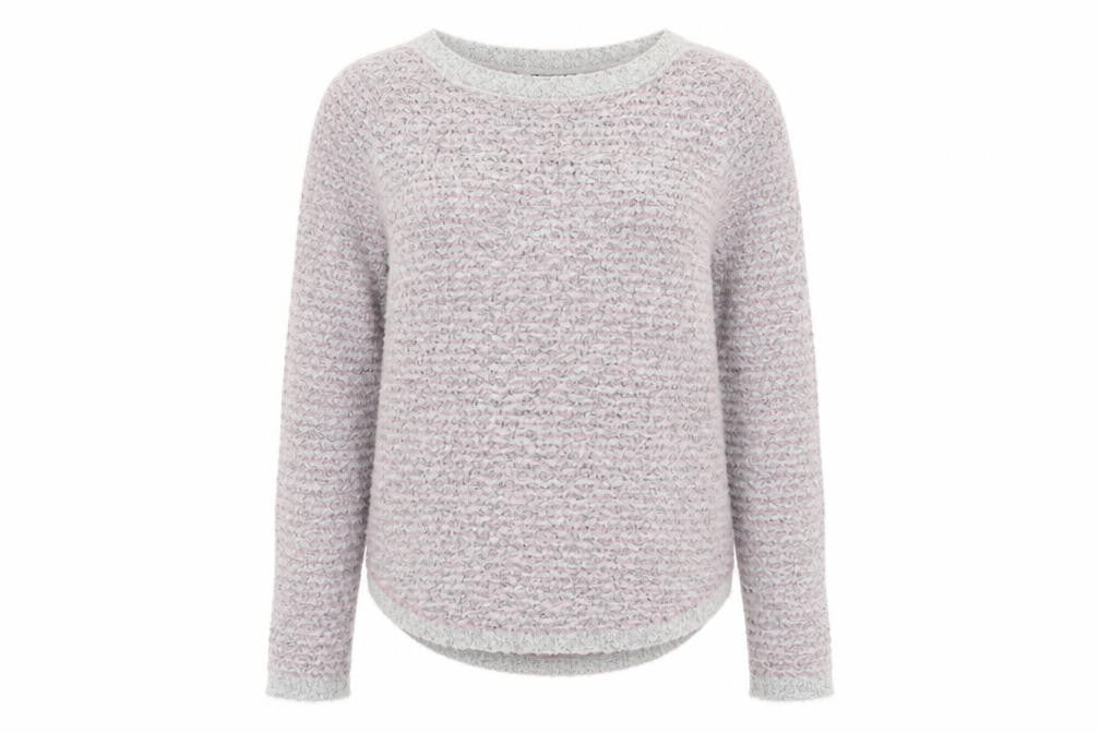 Front view of M&Co women’s grey, size UK 12, chunky knit acrylic jumper