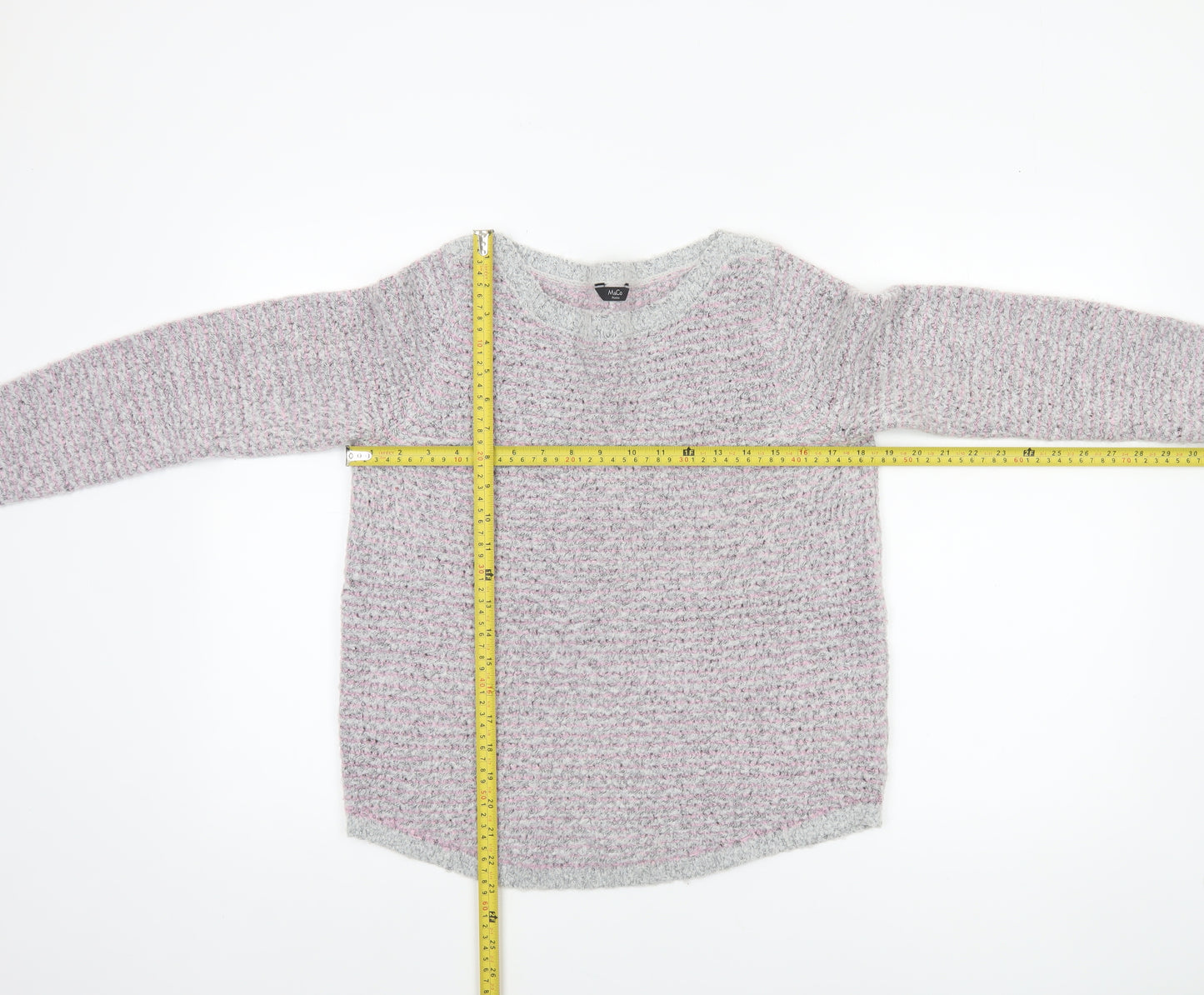 M&Co Womens Grey Size 12 Chunky Knit Acrylic Jumper