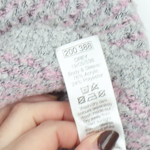 M&Co Womens Grey Size 12 Chunky Knit Acrylic Jumper
