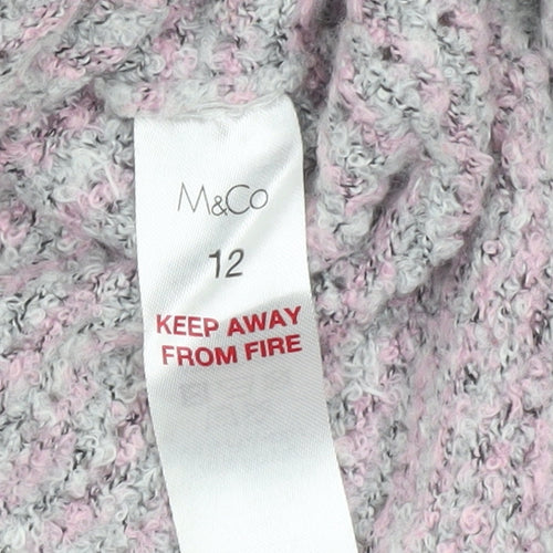 M&Co Womens Grey Size 12 Chunky Knit Acrylic Jumper