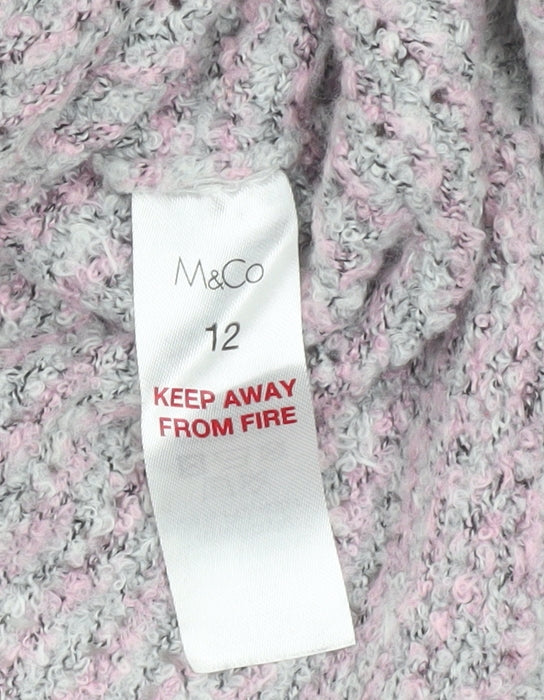 M&Co Womens Grey Size 12 Chunky Knit Acrylic Jumper