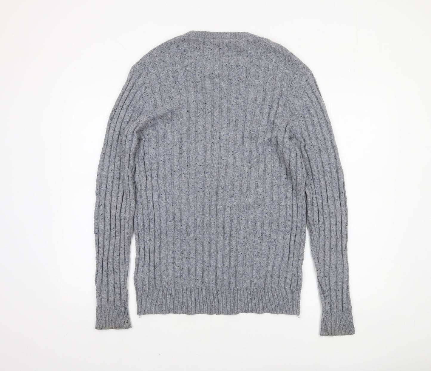 Jack Wills Mens Grey Cable-Knit Wool Cotton Jumper M