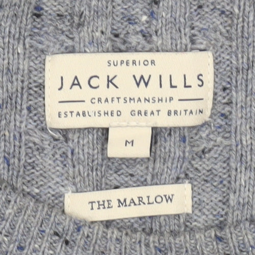 Jack Wills Mens Grey Cable-Knit Wool Cotton Jumper M