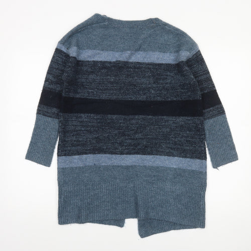 Atmosphere Women's Blue Striped Knit Long Sleeve Open Cardigan Size 6