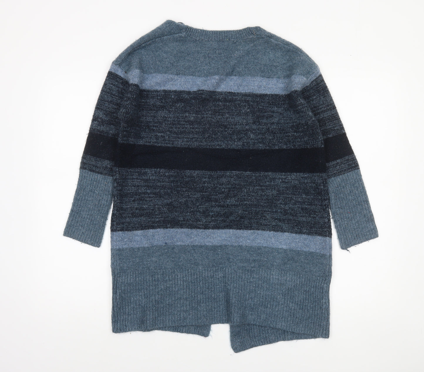 Atmosphere Women's Blue Striped Knit Long Sleeve Open Cardigan Size 6