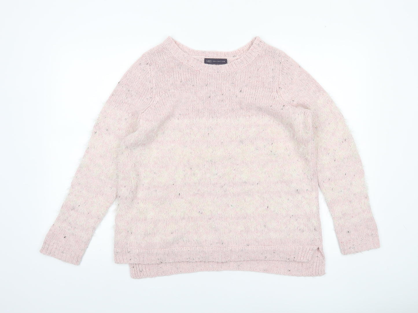 Marks and Spencer Women’s Pink Crew Neck Long Sleeve Knit Jumper Size 12