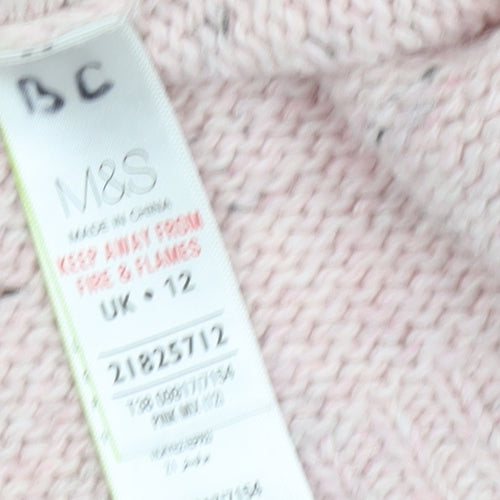Marks and Spencer Women’s Pink Crew Neck Long Sleeve Knit Jumper Size 12