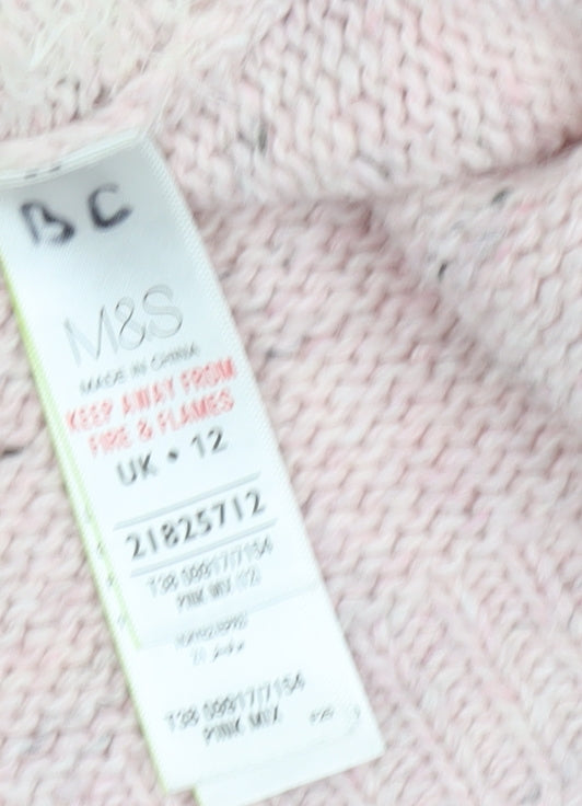 Marks and Spencer Women’s Pink Crew Neck Long Sleeve Knit Jumper Size 12