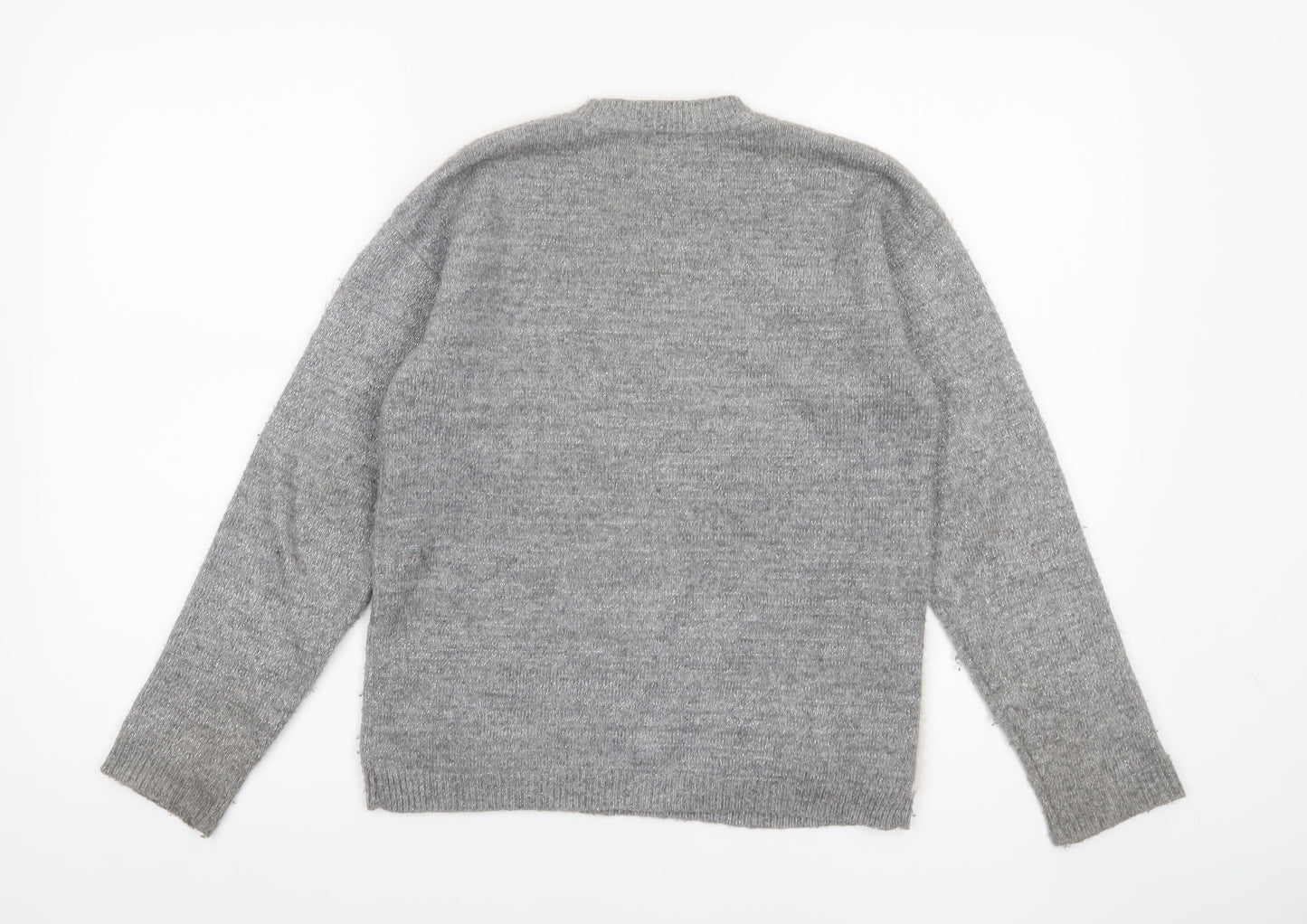 Next Girls Grey Unicorn Sequin Pullover Jumper 11 Years Acrylic Blend