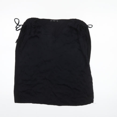 F&F Women Black Viscose Sleeveless Tunic Blouse Size 16