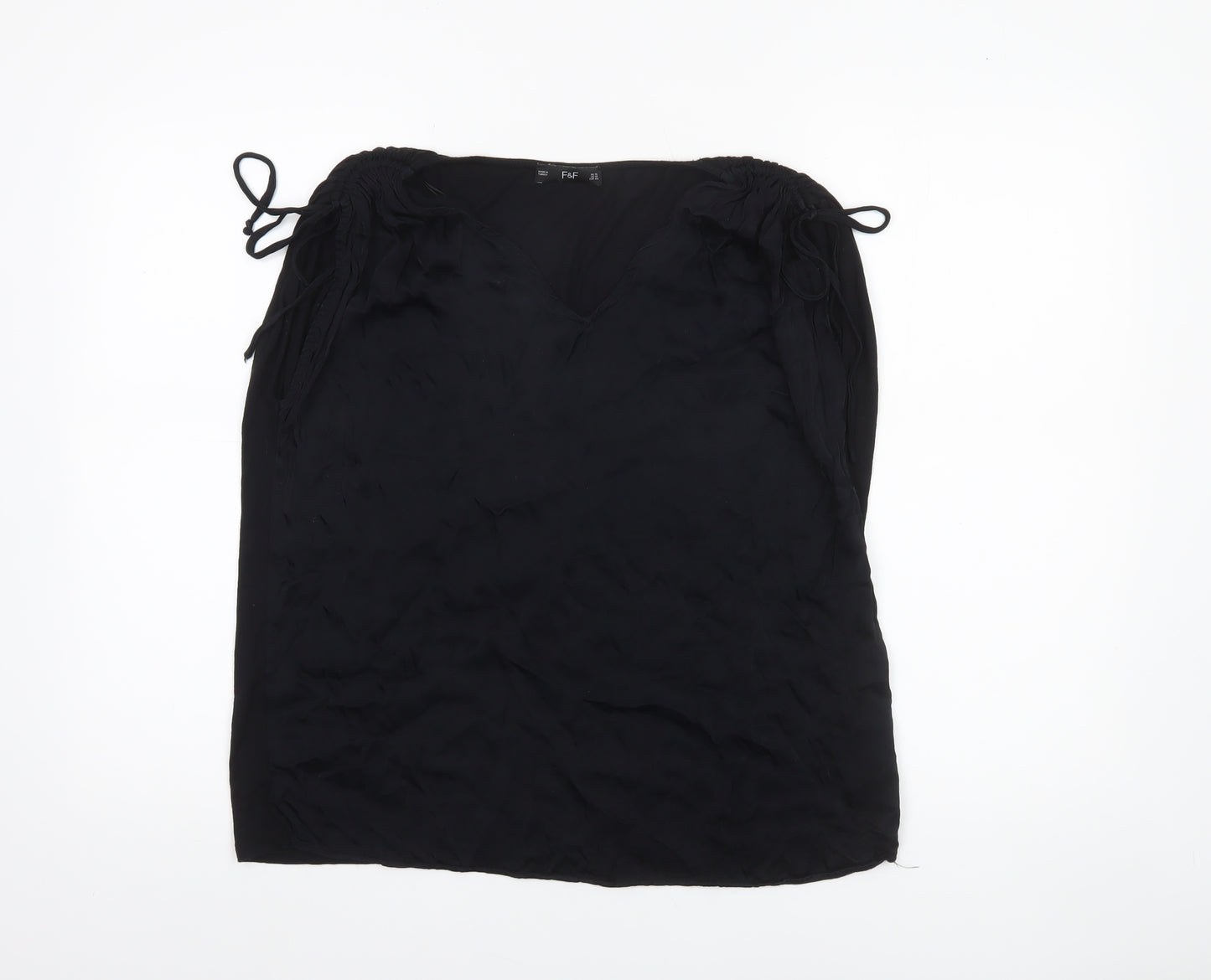F&F Women Black Viscose Sleeveless Tunic Blouse Size 16