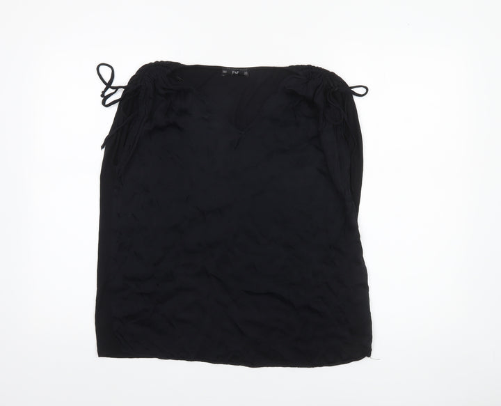 F&F Women Black Viscose Sleeveless Tunic Blouse Size 16