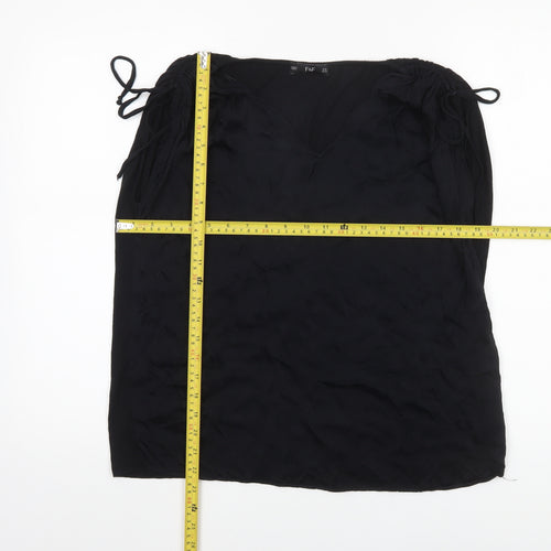 F&F Women Black Viscose Sleeveless Tunic Blouse Size 16