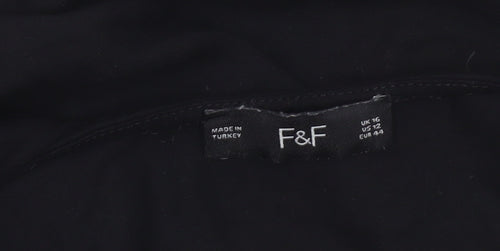 F&F Women Black Viscose Sleeveless Tunic Blouse Size 16
