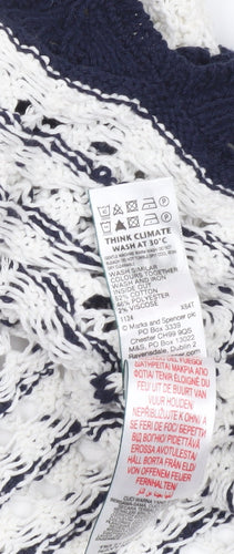 Marks and Spencer Per Una Women’s Ivory Navy Striped Knit Short Sleeve Jumper L