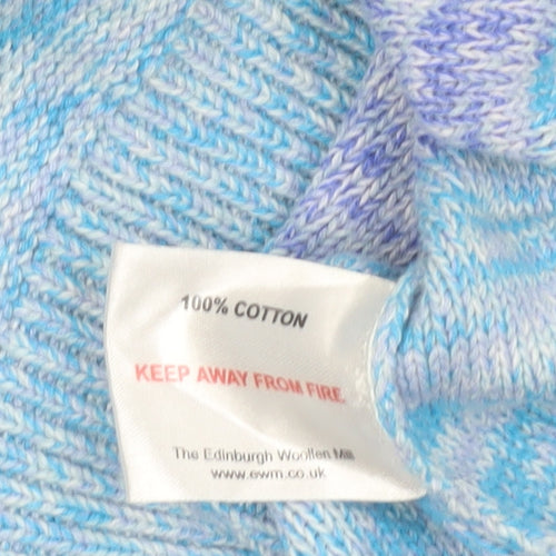 Isle Essentials Women Blue V-Neck Cotton Knit Jumper Size S 10-12