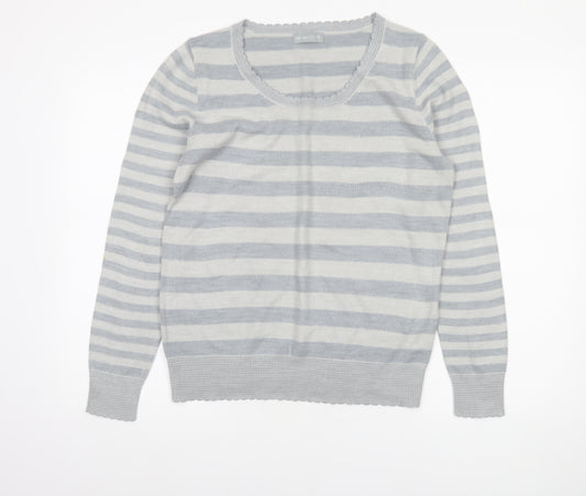 Marks & Spencer Per Una Women’s Grey Striped Acrylic Jumper Size 12